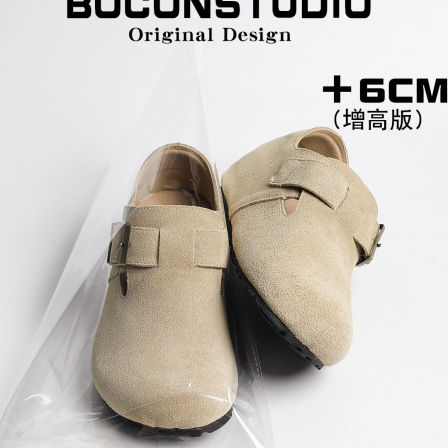 内增高6cm~真皮厚底勃肯鞋女2026新款春夏百搭懒人休闲全包单鞋女