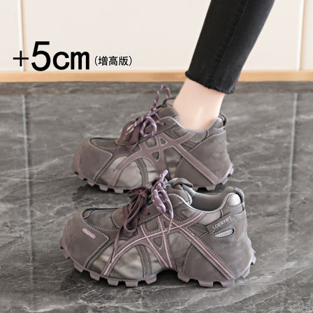 爆款厚底老爹鞋女2026新款春季真皮轻便德训阿甘鞋增高休闲运动鞋