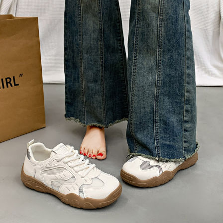 超软女鞋羊皮小白鞋女款2026新款春季透气网面轻便休闲运动德训鞋