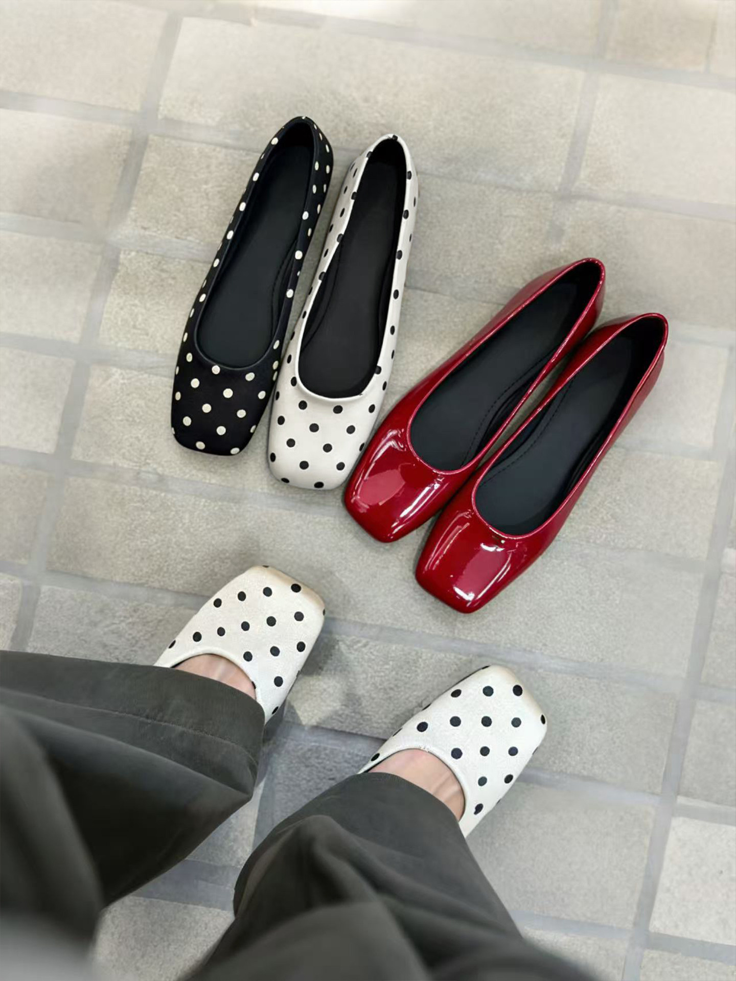 戈森定制波点单鞋女方头浅口2026春新款百搭玛丽珍芭蕾舞鞋平底鞋主图