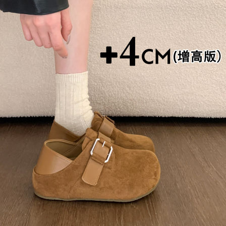 巨好看厚底内增高全包勃肯鞋女2026新款春季一脚蹬乐福鞋两穿单鞋