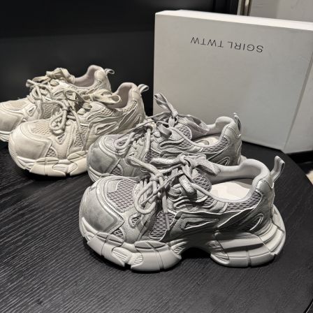 7厘米2026新款真皮拼接休闲运动鞋女ins风复古时尚炸街厚底老爹鞋