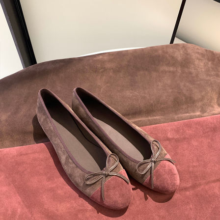 羊皮版~法式小香风蝴蝶结浅口芭蕾舞鞋一脚蹬圆头温柔风平底单鞋