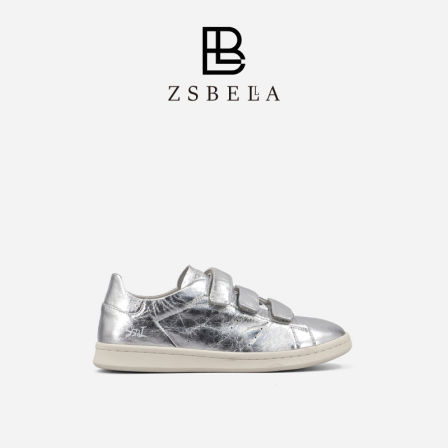 ZSBELLA2026年春季新款浅口女鞋低帮魔术贴圆头板鞋牛皮小白鞋