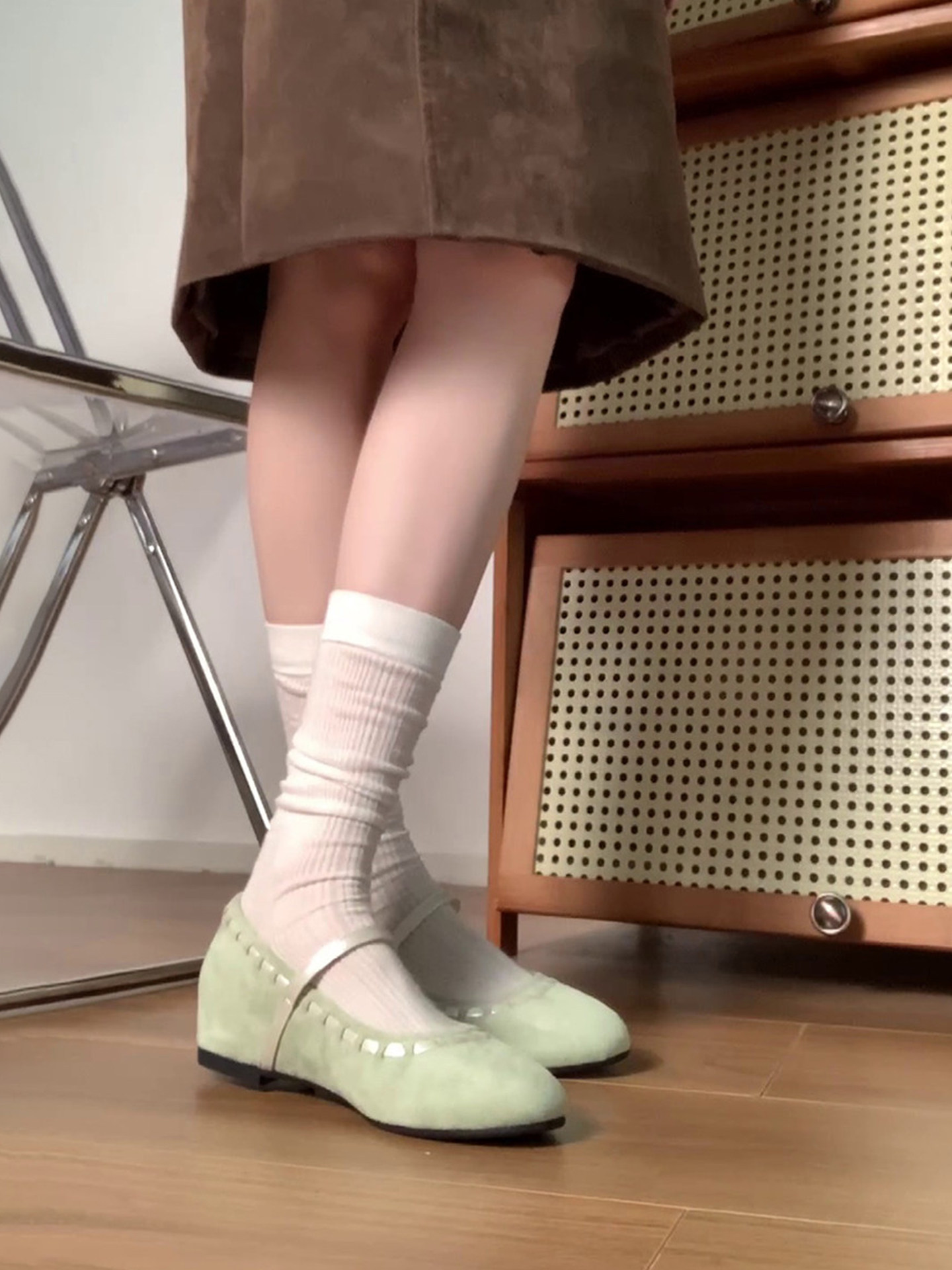 Wheat house ~！法式温柔风圆头内增高玛丽珍鞋女一字带浅口单鞋主图