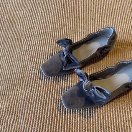 羊皮版~方头法式丝绒蝴蝶结浅口单鞋低跟一脚蹬复古晚晚玛丽珍鞋