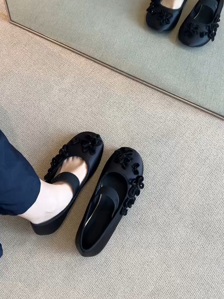 羊皮版~舒适平底一脚蹬软底浅口单鞋女时尚复古温柔显瘦玛丽珍鞋主图