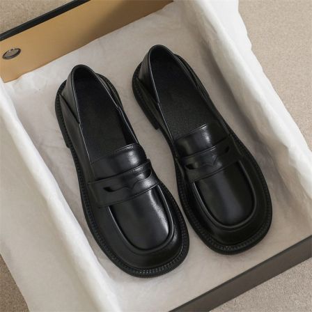 一脚蹬乐福鞋女款2026新款春季韩版软皮英伦风黑色小皮鞋平底单鞋