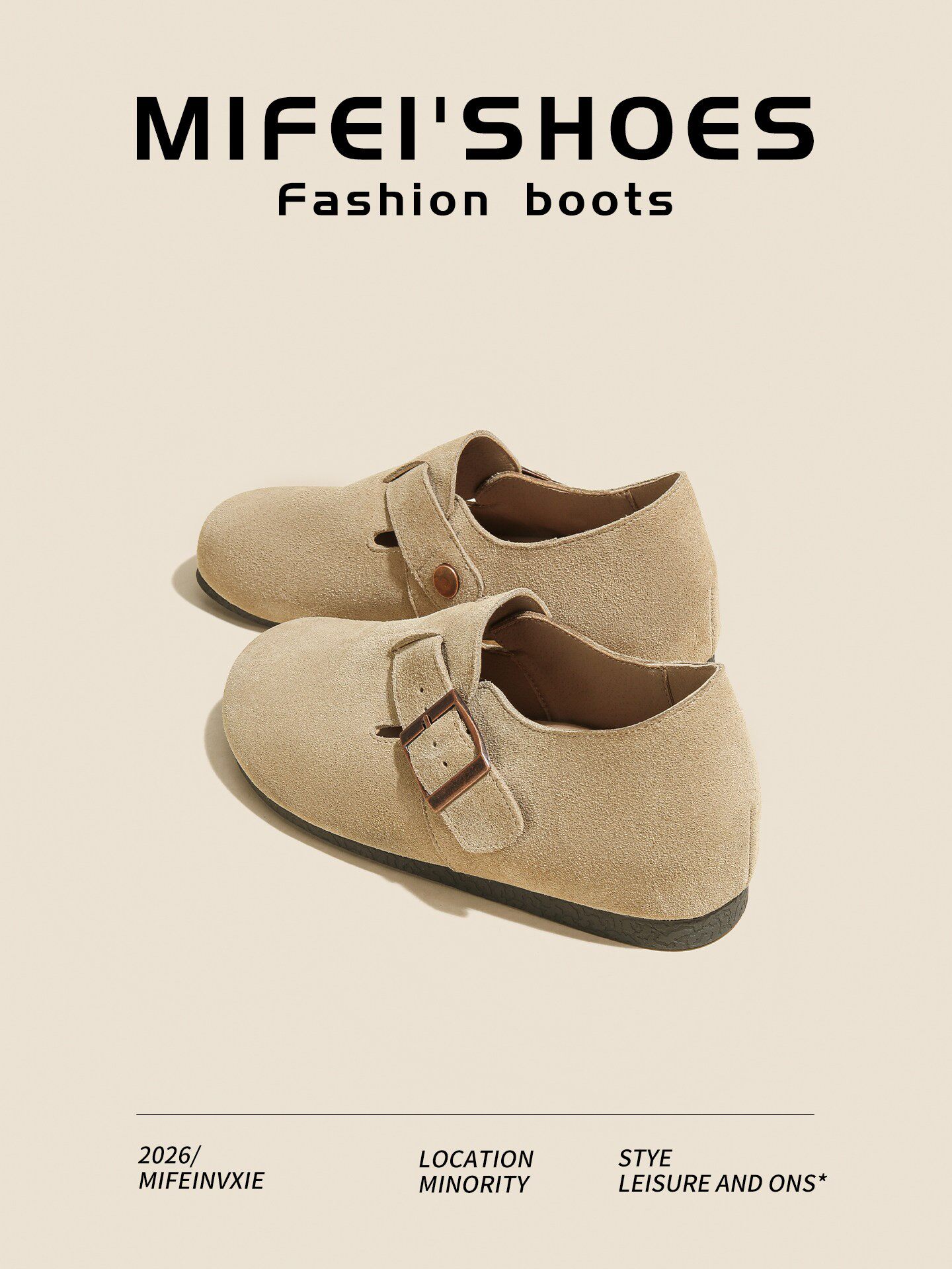 真牛皮全包勃肯鞋女2026新款内增高超火一脚蹬单鞋大尺码女鞋41到43主图