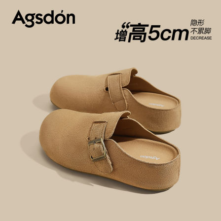 奥古狮登厚底勃肯鞋女2026新款春季外穿女鞋一脚蹬通勤包头半拖鞋