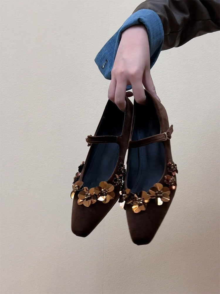 羊皮版~复古风时尚一字带内增高浅口单鞋女法式气质显瘦玛丽珍鞋1主图