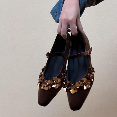 羊皮版~复古风时尚一字带内增高浅口单鞋女法式气质显瘦玛丽珍鞋1