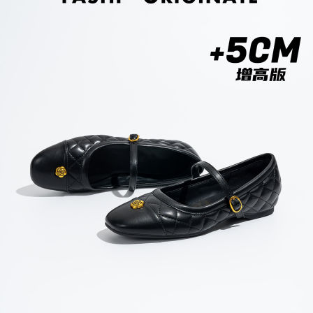 羊皮版！平底菱格小香风单鞋女2026春新款山茶花加绒毛毛玛丽珍鞋