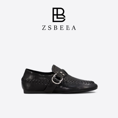 ZSBELLA单鞋复古百搭休闲软底优雅黑色2026年春季一脚蹬乐福鞋2CM