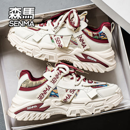 SENMA/森马老爹女鞋2026新款冬季超火皮面潮鞋厚底增高运动休闲鞋