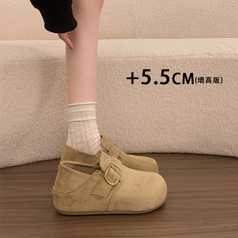 厚底内增高全包勃肯鞋女鞋2026春季新款一脚蹬博肯单鞋豆豆乐福鞋主图