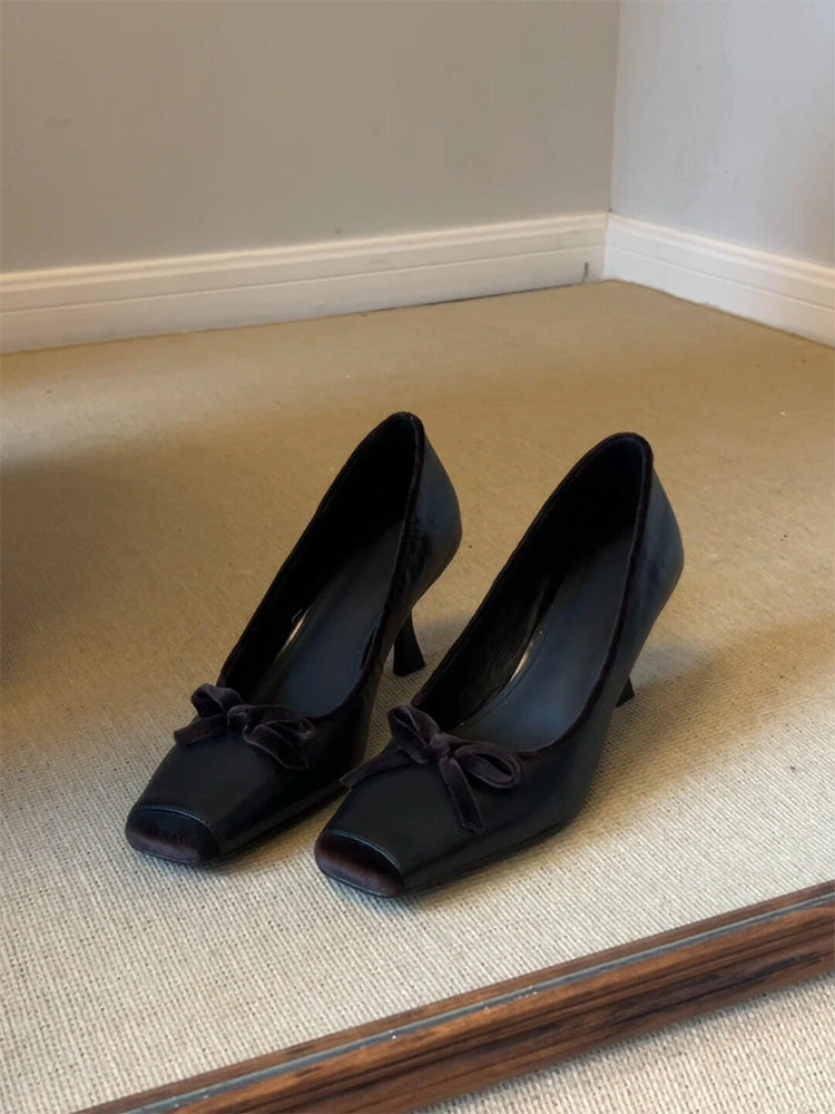 羊皮版~优雅气质名媛风时尚尖头高跟鞋女法式百搭配裙子时装单鞋主图