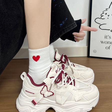 回力老爹鞋女红色爆款女鞋2026春季新款厚底百搭鞋子巨好看运动鞋