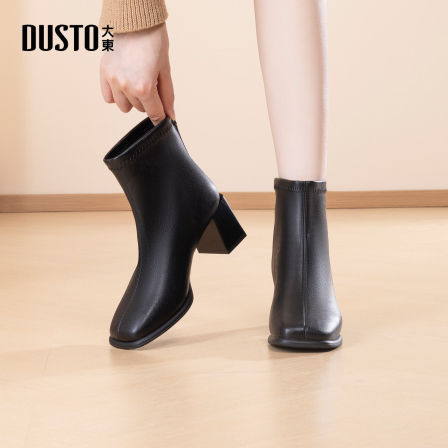 大东dd高跟短靴女款2025秋冬新款百搭瘦瘦靴英伦马丁靴复古女靴子