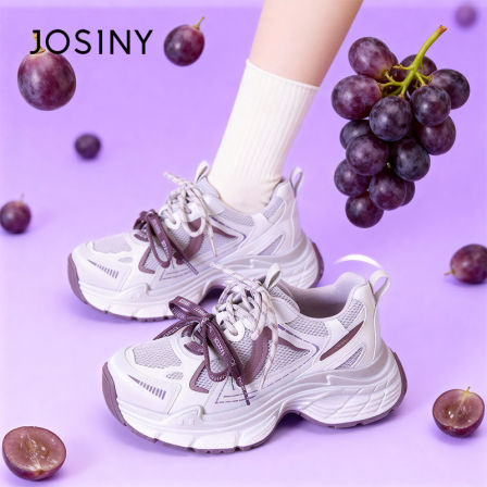 卓诗尼厚底老爹鞋女款2026新款春季紫色运动鞋增高休闲鞋超火女鞋