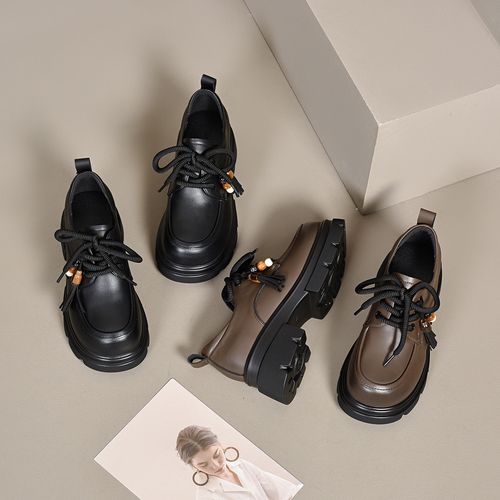 xizi/昔子112新款厚底圆头乐福鞋女春秋季英伦风百搭单鞋软底鞋主图