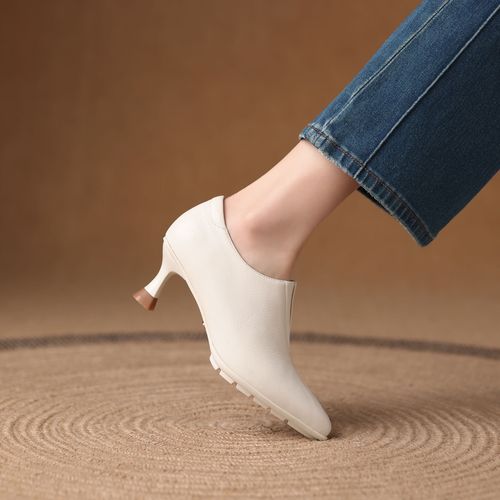 邓老板暴走王5.8cm荔枝纹牛皮尖头高跟鞋气质百搭通勤单鞋2602主图