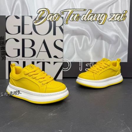 个性潮流增高厚底拼色系带2026年新款男士时尚潮鞋休闲板鞋