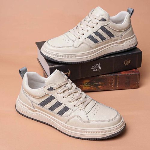 头层牛皮时尚潮鞋百搭透气板鞋休闲潮流男士简约鞋子低帮防滑男鞋主图