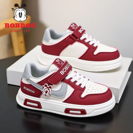 Bobdog/巴布豆男童低帮板鞋儿童童鞋女童鞋子冬季高帮皮面运动鞋
