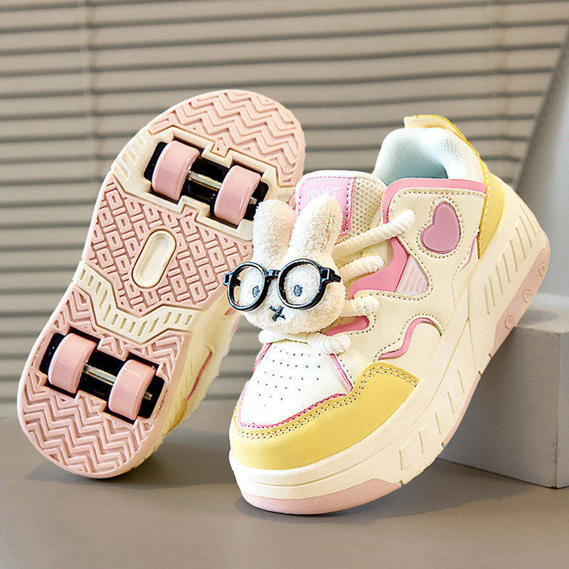 拉布布暴走鞋女童2026春季新款带轮子儿童4轮滑鞋女孩溜冰鞋四轮主图