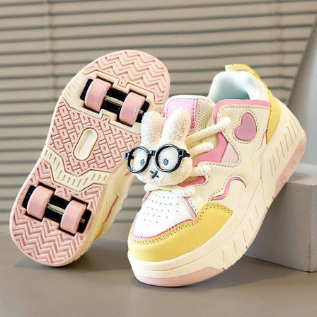 拉布布暴走鞋女童2026春季新款带轮子儿童4轮滑鞋女孩溜冰鞋四轮