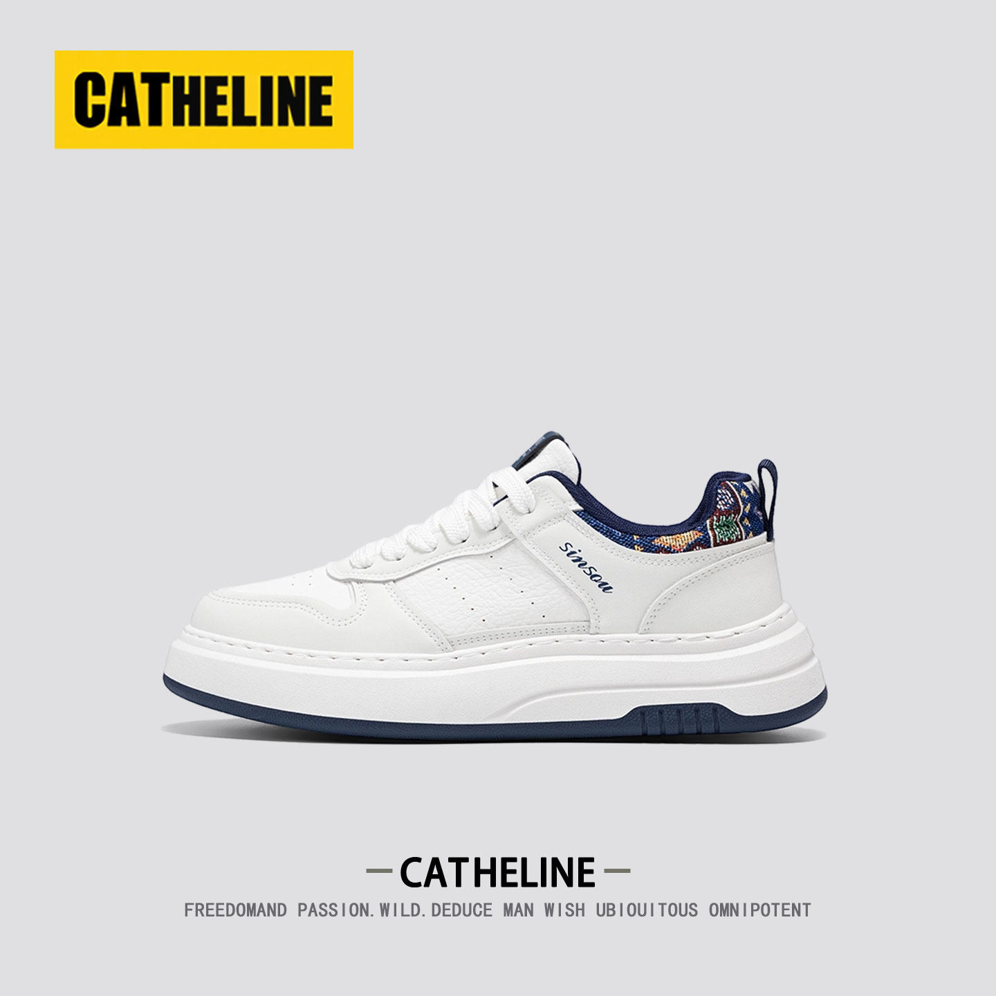 [简约百搭]美国CAT.HELINE小白鞋男款春季男鞋子厚底潮流休闲板鞋主图