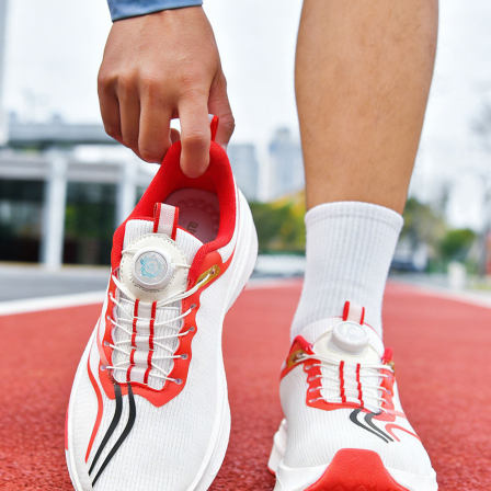 男生马年红色运动鞋初中学生减震透气鞋子男孩小学生不带碳板跑鞋