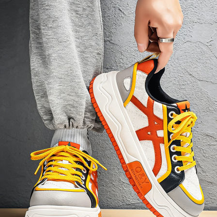 青少年男鞋潮牌高级感休闲板鞋男士防滑厚底面包鞋百搭增高鞋子男