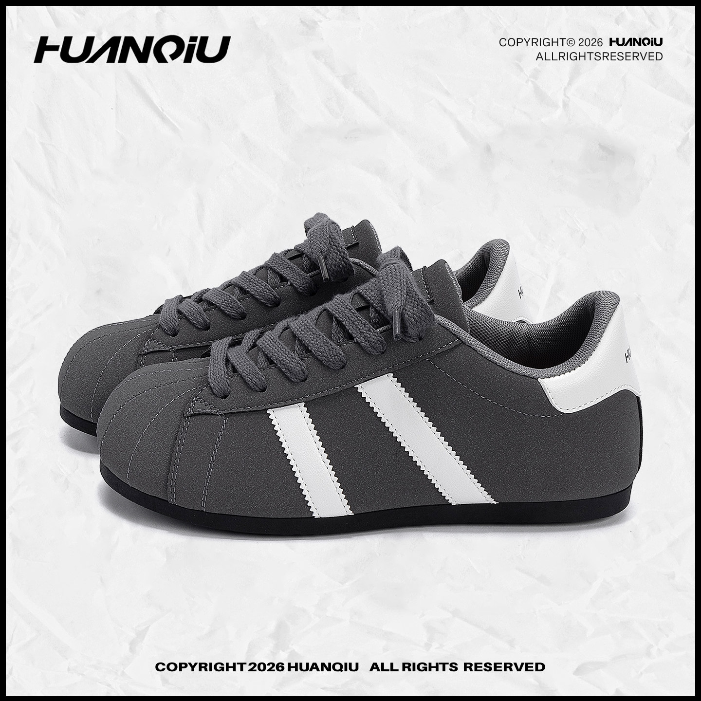 环球内增高板鞋男鞋2026春季新款复古潮流百搭休闲男鞋灰色德训鞋主图