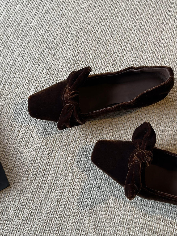 羊皮版~复古风法式丝绒方头显瘦玛丽珍鞋女轻熟风通勤不累脚单鞋主图