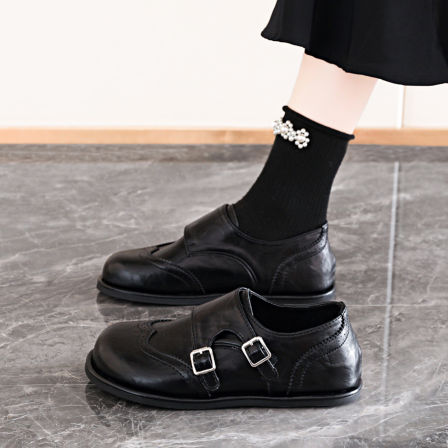 法式乐福鞋女2026新款春季黑色英伦风小皮鞋软底一脚蹬玛丽珍单鞋