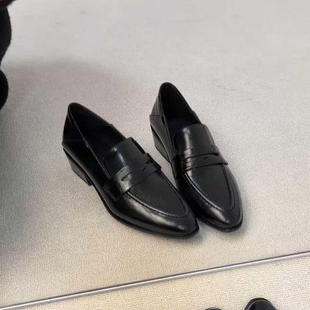 羊皮版~法式复古时尚百搭深口乐福鞋女休闲简约通勤一脚蹬小皮鞋