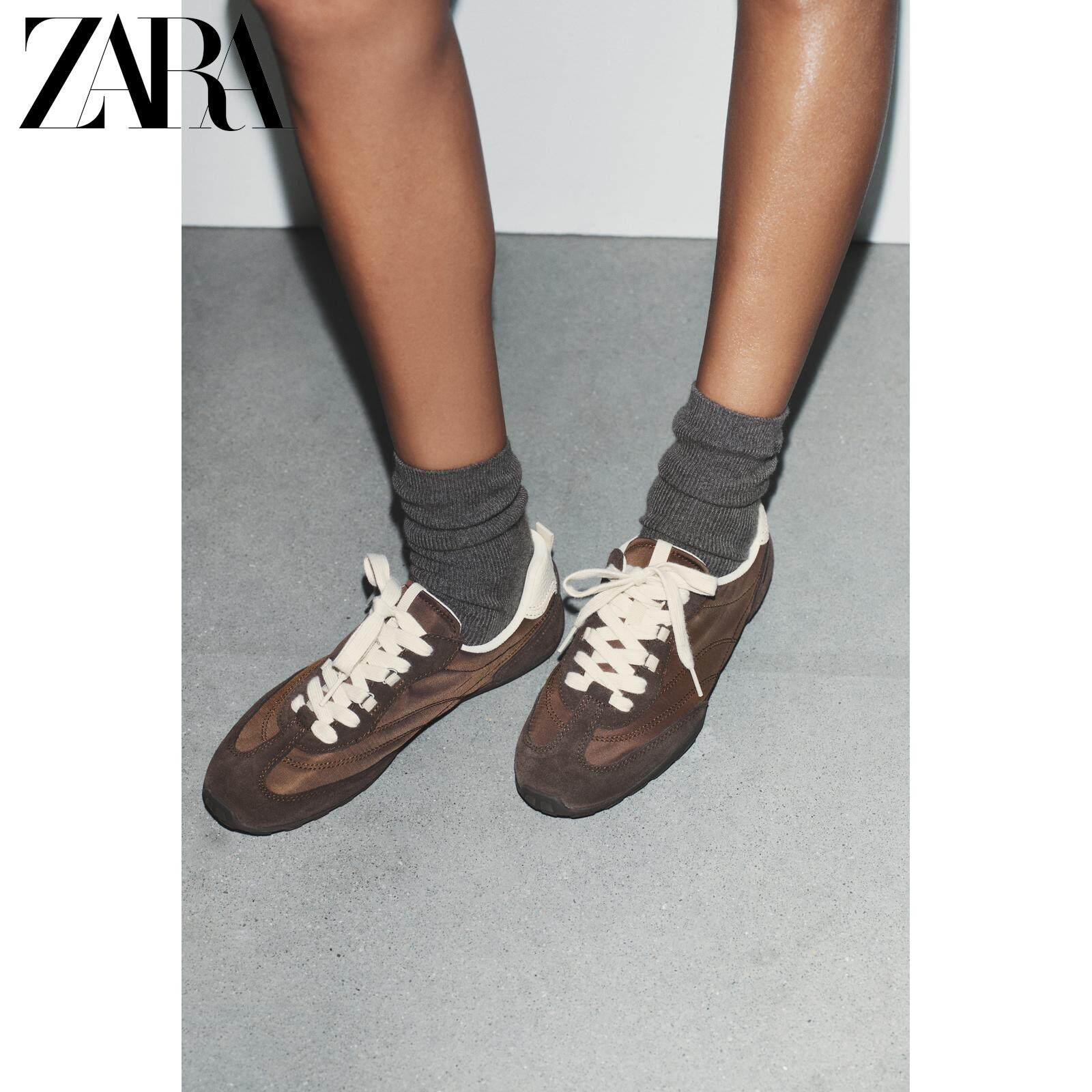 ZARA2025冬季新品 女鞋 拼接材质运动款薄底跑步鞋 5036710 700主图