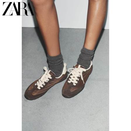 ZARA2025冬季新品 女鞋 拼接材质运动款薄底跑步鞋 5036710 700