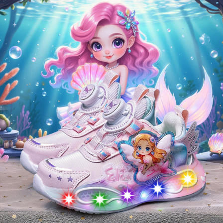 女童运动鞋2026新款春季儿童卡通亮灯跑步鞋女孩小宝宝发光公主鞋