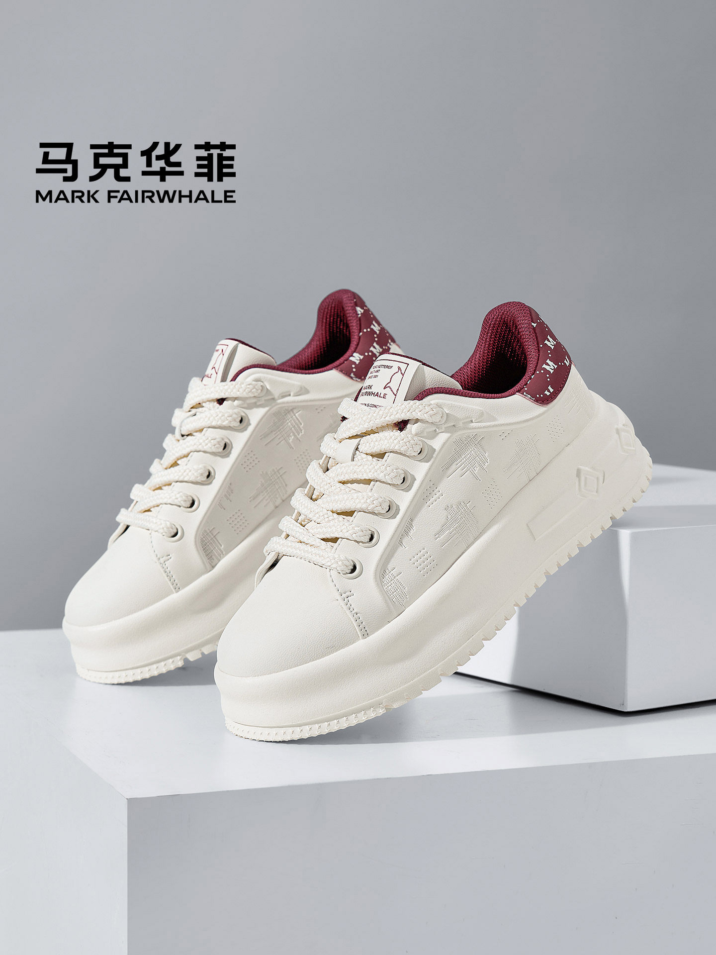 马克华菲男鞋春季增高小白鞋男士板鞋休闲运动鞋厚底鞋子男款潮鞋主图