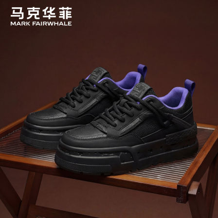 马克华菲男鞋2026新款春季鞋子男款厚底潮鞋增高休闲鞋黑色板鞋男