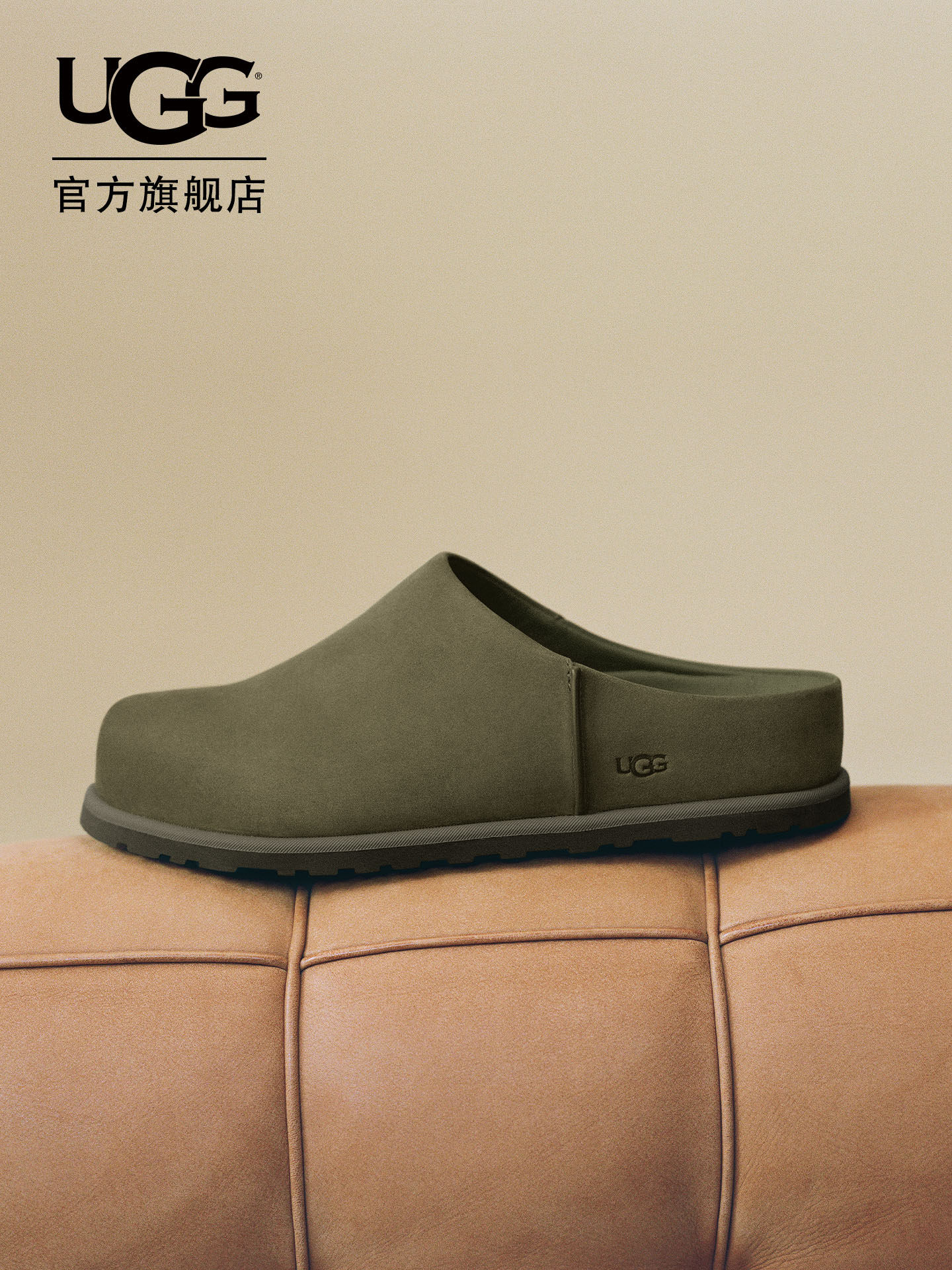 UGG春季新款男士平底懒人一脚蹬半拖鞋休闲包头拖明星同款1175209主图