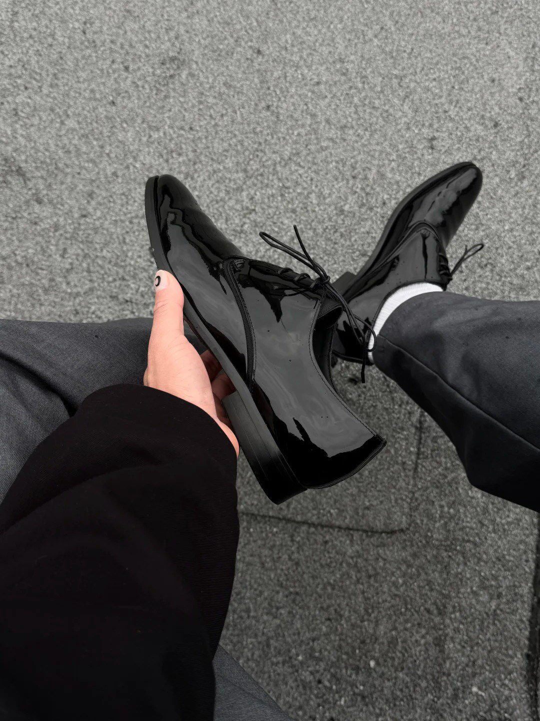 vibe优雅漆皮尖头德比鞋男款亮面褶皱商务通勤结婚新郎鞋牛津皮鞋主图