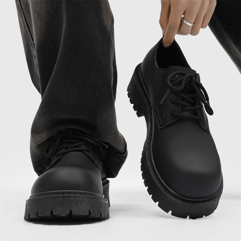 皮鞋男2026新款春季英伦风复古百搭休闲青少年厚底黑色大头德比鞋主图