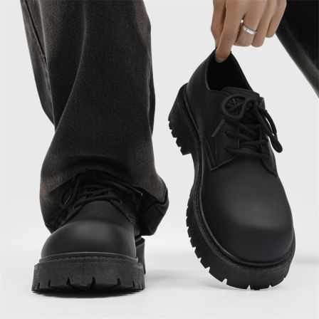 皮鞋男2026新款春季英伦风复古百搭休闲青少年厚底黑色大头德比鞋