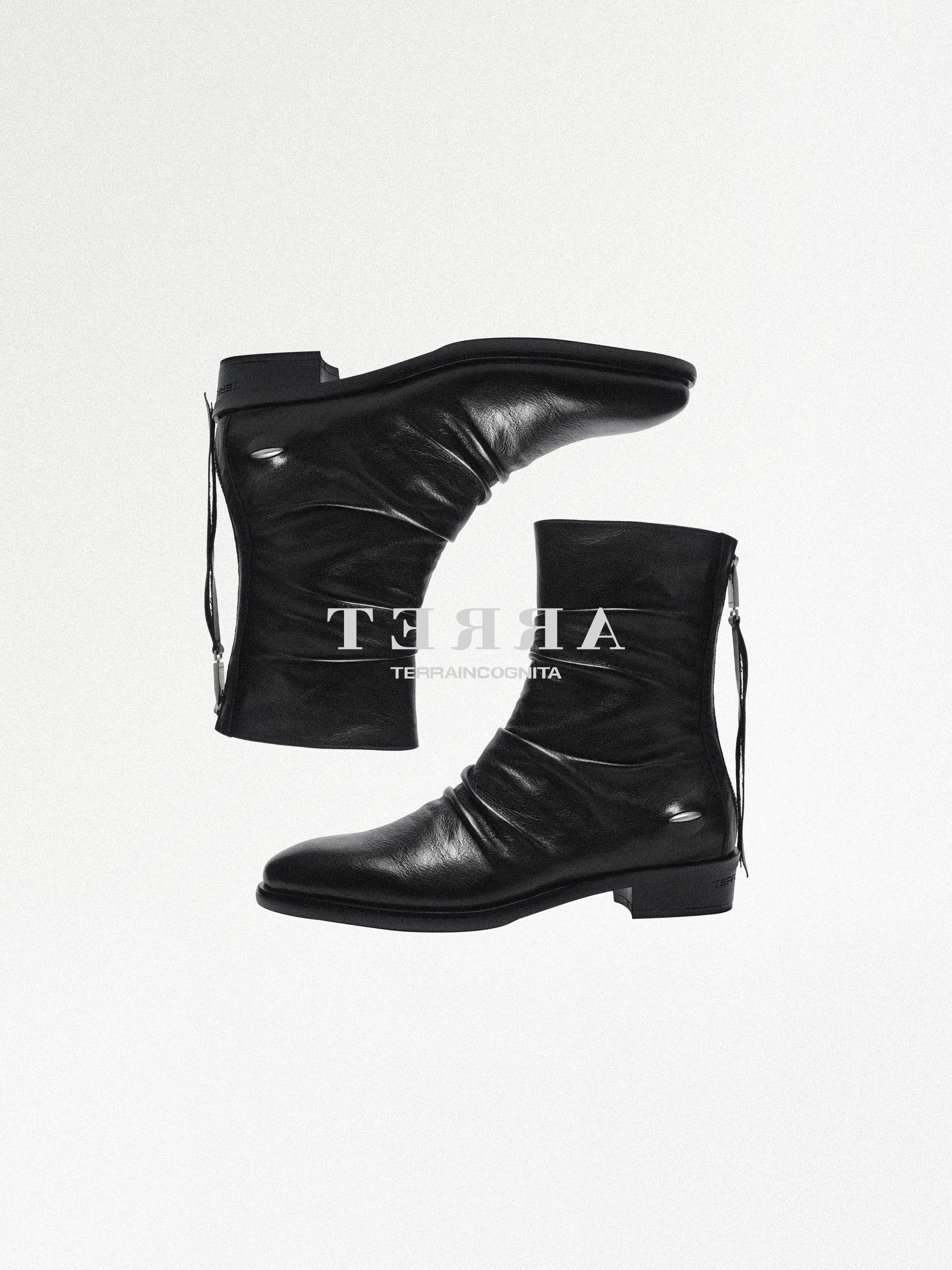 【马年限定】头层马皮革褶皱尖头切尔西靴休闲增高TERRAINCOGNITA主图