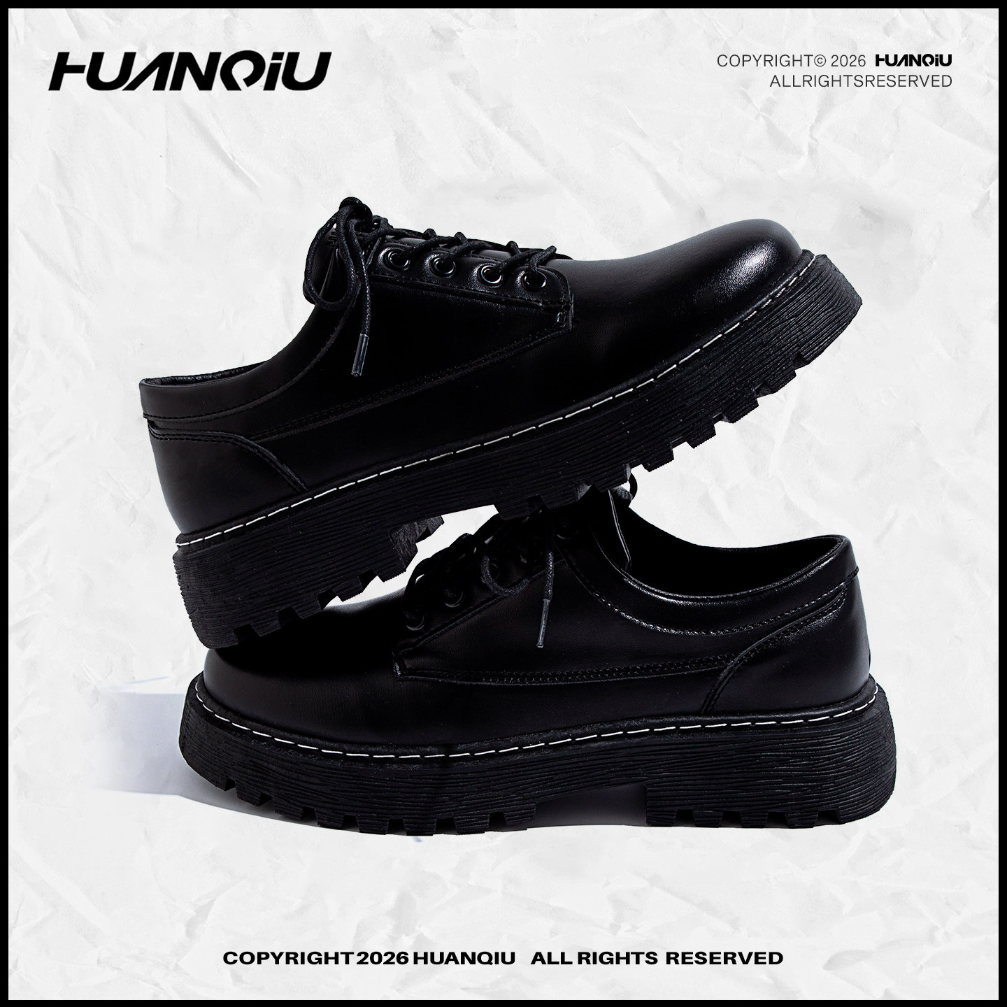 环球厚底德比鞋男鞋2026春季新款英伦风高级感正装黑色鞋子皮鞋男主图