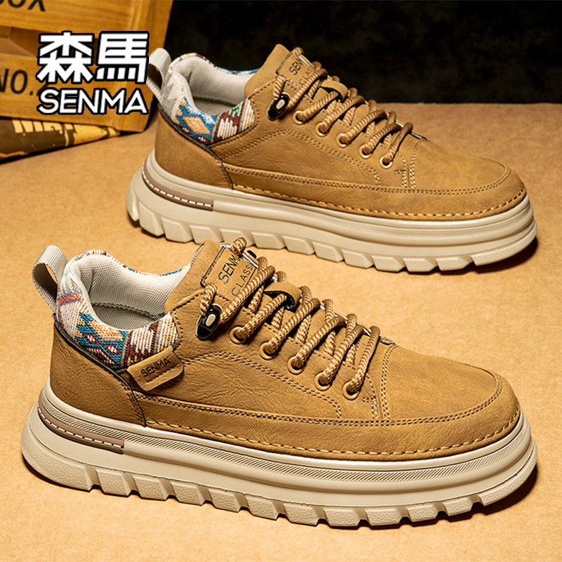 森马百搭男鞋春季时尚网红爆款厚底增高板鞋防滑跑步男士运动潮鞋主图